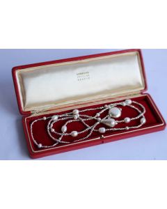 Collier long sautoir argent perles de culture