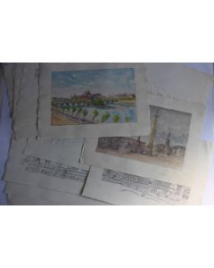 Grands dessins originaux à l'encre rehaussés aquarelle