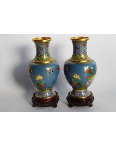 Paire Vases émaux cloisonnés Chine