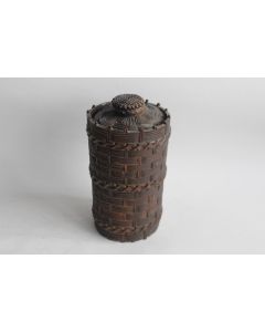 Pot a cigares bois sculpté Art populaire Suisse/Haute Savoie
