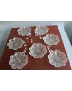 Anciennes coupelles à glace en cristal givré (x 7)