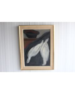 Peinture Les perdrix de neige et le feutre noir Jean VERDIER 1962