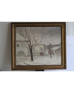 Peinture à l'huile Vue Genève ou Carouge Suisse 