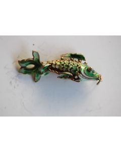 Bijoux ( pendentif ) argent vermeil émaillé poisson articulé