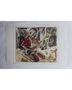 Aquarelle originale Afrique femme musique
