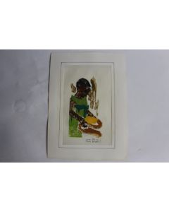 Aquarelle originale Afrique jeune fille au tamis