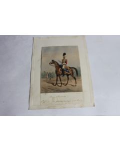 Gravure rehaussée Armée anglaise Officier des gardes-du-corps
