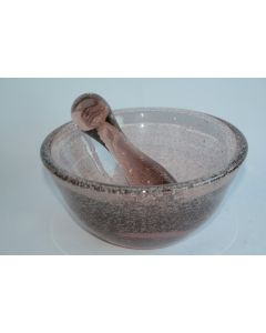 BIOT Grand mortier et pilon verre soufflé et bullé