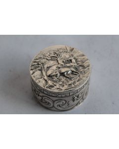 Boite à pilules argent Cerf sanglier Chasse