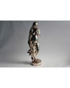 Bronze argenté ALEXANDRE FALGUIÈRE La Cigale Femme nue Guitare