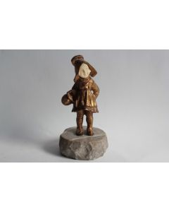 Bronze Chryséléphantine BAILLY Charles-Eloy Jeune Hollandaise au panier