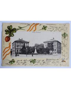 Carte postale ancienne gaufrée Winterthur Furrer Denkmal Suisse