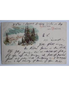 Carte postale ancienne Gruss aus Davos Suisse