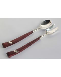 Couverts à salade argent et bois Mexique