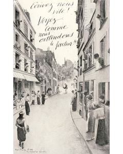 CP Publicité Ecrivez-nous Éditée par la Carte Postale Illustrée Chambre Syndicale Française Cachet
