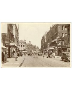 CP Royaume-Uni Angleterre LEEDS Boar Lane très animé Vieilles automobiles restaurant