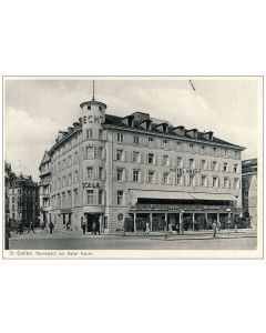 CP Suisse St Gallen Marktplatz mit hotel Hecht animé + cachet