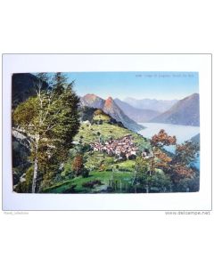 CP Suisse Tessin Saluti da Brè (Lago di Lugano Lac) + Tampon inauguration Hôtel