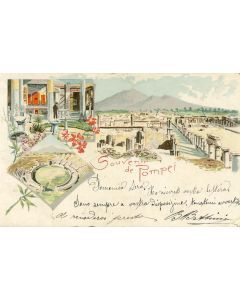 CPA 1906 Italie Souvenir de POMPEI illustrée