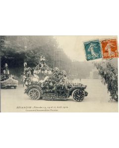 CPA 25 DOUBS Besançon Fêtes des 13, 14 et 15 Août 1910 Concours automobile Fleuries