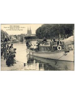 CPA 29 FINISTERE QUIMPER Départ du bateau automobile Terfel service Odet Loctudy Beg-Meil