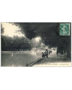 CPA 51 MARNE Chalons sur Marne Le Canal et l´Ile Pêcheurs et Promeneurs
