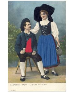 CPA 68 HAUT RHIN Costume Traditionnel Alsacien Carte en relief.