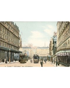 CPA 69 RHONE LYON Carrefour des Cordeliers Tramways Publicité PICON