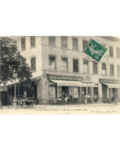 CPA 69 Rhône Villefranche Maison du Château d'eau Café Tabac 1909