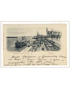 CPA Belgique ANVERS Embarcadère et Musée Steen + Timbre