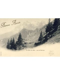 CPA Bonne Année 1905 La dent du midi vue de Barmaz Suisse