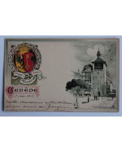 CPA gaufrée Suisse Genève Tour de l'île