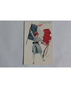 CPA Illustrateur SAGER Xavier Femme soldat mode