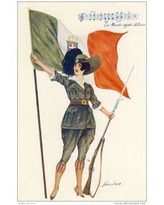 CPA Illustrateur SAGER Xavier Femme soldat mode