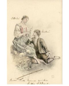 CPA illustrée Couple amour déclaration d'amour 1902