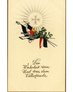 CPA illustrée drapeau épée guerre Allemagne Deutch Rare Superbe état Gaufré en relief