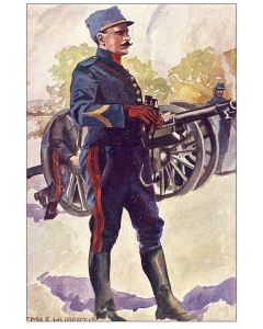 CPA illustrée Émile HUBERT Suisse Guerre 1914-18 N°11 Artillerie canon soldats