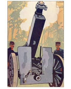 CPA illustrée Émile HUBERT Suisse Guerre 1914-18 N°12 Artillerie canon soldats