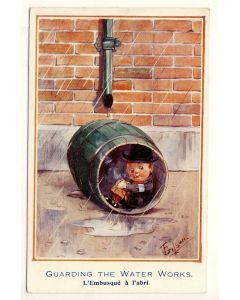 CPA illustrée GILSON L´embusqué à l´abri caricature Anglais