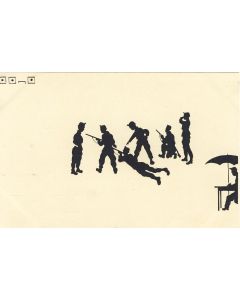 CPA illustrée Guerre 1914-18 Soldat Ombres en noir et blanc