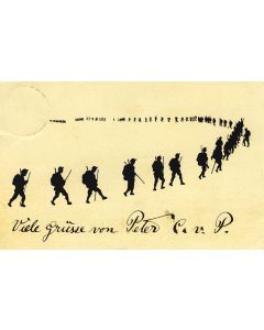CPA illustrée Guerre 1914-18 Soldat Ombres en noir et blanc
