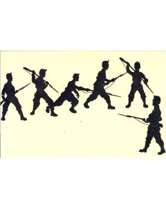 CPA illustrée Guerre 1914-18 Soldat Ombres en noir et blanc