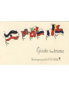 CPA illustrée  Guerre drapeaux alliers Satire anti-allemande