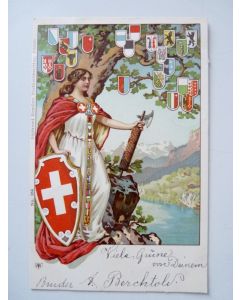 CPA illustrée Militaria Guerre Paix Cantons Suisses N°364 1901