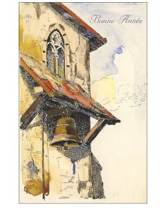 CPA illustrée peinte Bonne année Superbe cloche