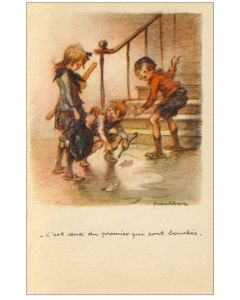 CPA illustrée POULBOT Ligue National contre le Taudis Guerre 1914-18