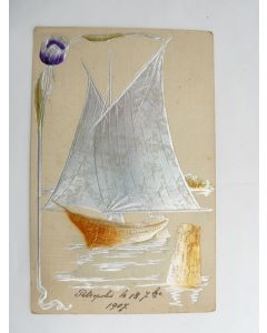 CPA illustrée relief 1907 Voilier Bateau