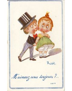 CPA illustrée RIGHT Anglais British Enfant Humour Amour Mignon