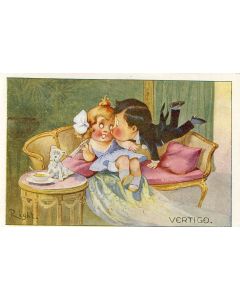 CPA illustrée RIGHT Enfant Humour chien amour Vertigo