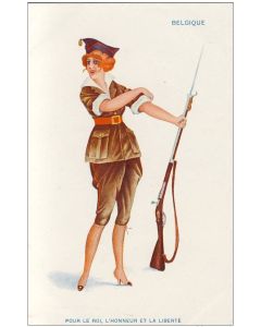 CPA illustrée SAGER Xavier Femme soldat Mode Belgique Guerre 1914-18